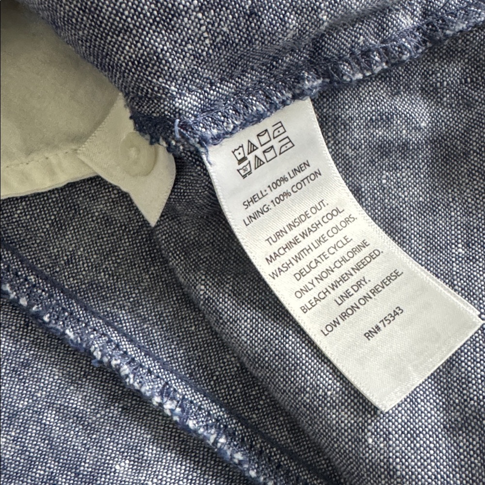 ADRIENNE VITTADINI DRESS 100% LINEN BLUE CHAMBRAY SLEEVELESS COLLAR SZ 6 - Picture 10 of 12